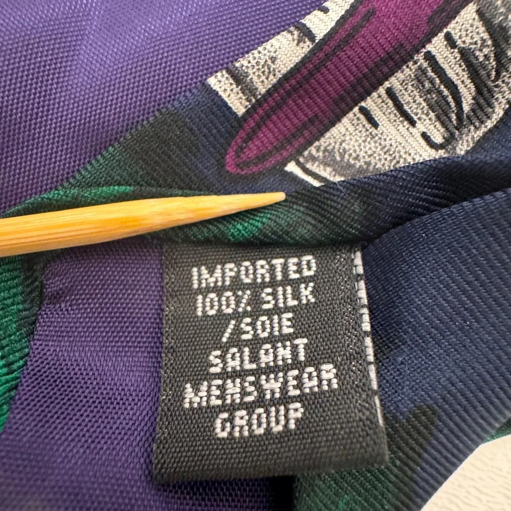 Vintage NWT Save the Children Necktie Men OS Navy Blue Silk Golf Fore‎ Novelty